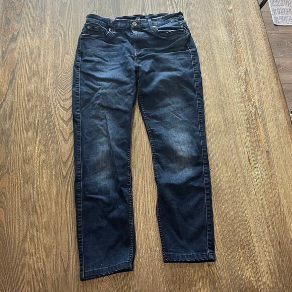 7 For All Mankind The Skinny Jeans Mid Rise Denim Stretch Dark Wash Blue Size 27 - Picture 1 of 13